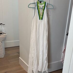 Magaschoni White Coverup with Green and Blue Accents